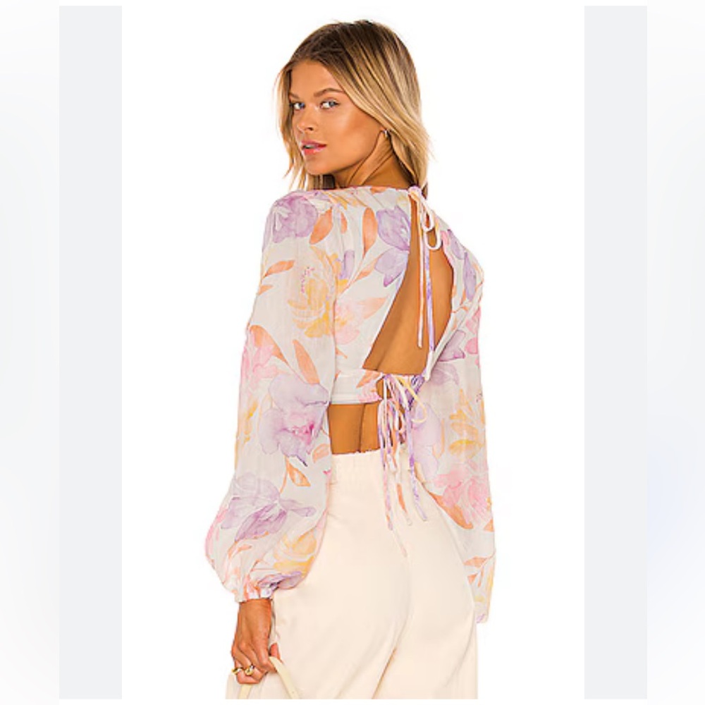 Floral Long Sleeve Crop Blouse